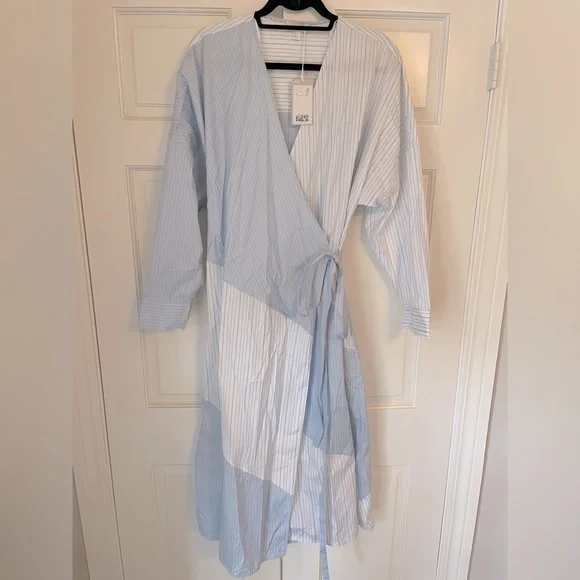 cos long sleeve wrap dress COS Minimalist Black Wrap Dress Long Sleeve Draped Fit Size XS